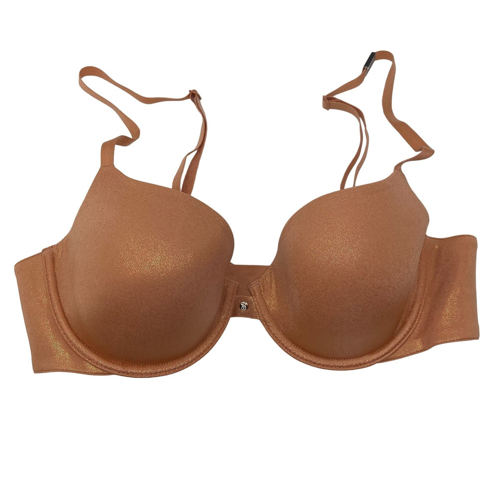 Victoria's Secret Lined Demi Bra Sparkly‎ Orange Size 34DD